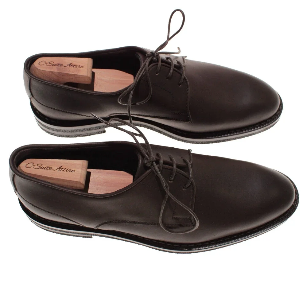 Di Bianco NWB Lace Up Derby Dress Shoes Size 9 US in Dark Brown Leather